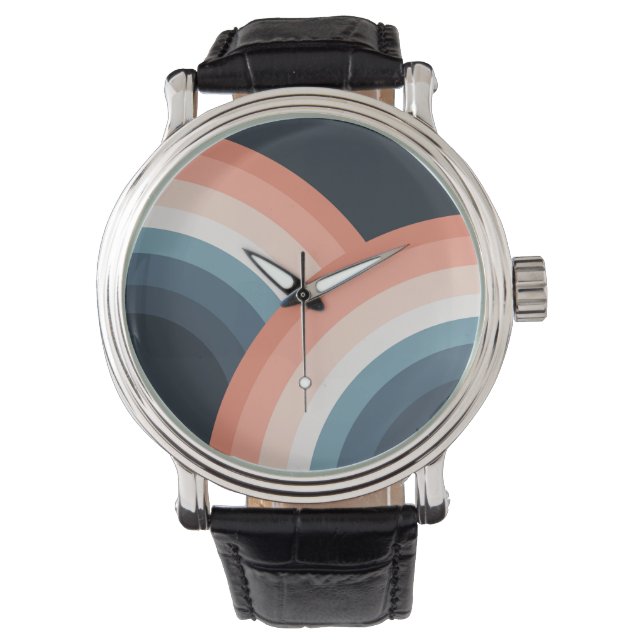 Colourful double retro style rainbow watch (Front)