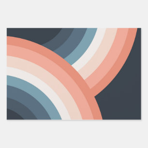 Colourful double retro style rainbow wrapping paper sheet