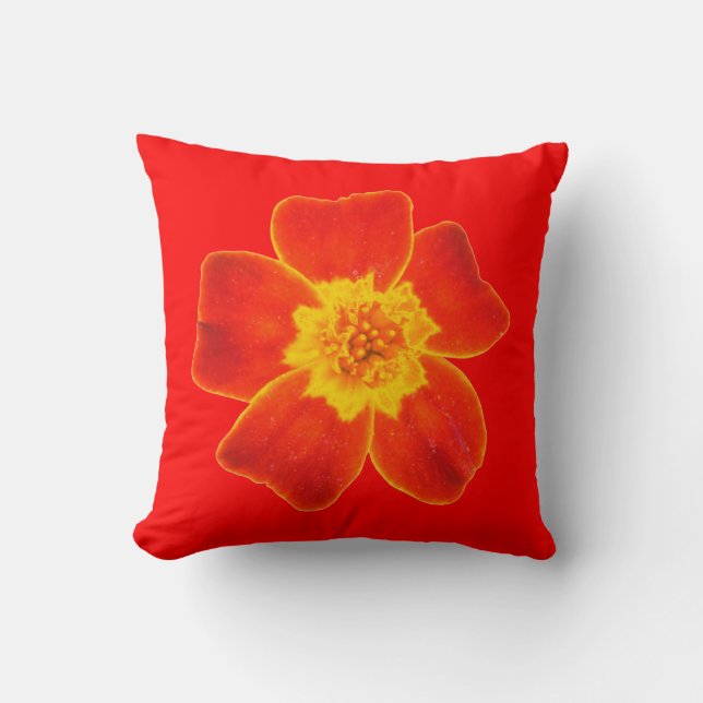 Colourful Double Sided Yellow Green Orange Flower Cushion (Front)