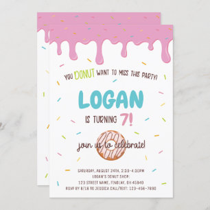 Colourful Doughnut and Sprinkles Personalised Birt Invitation