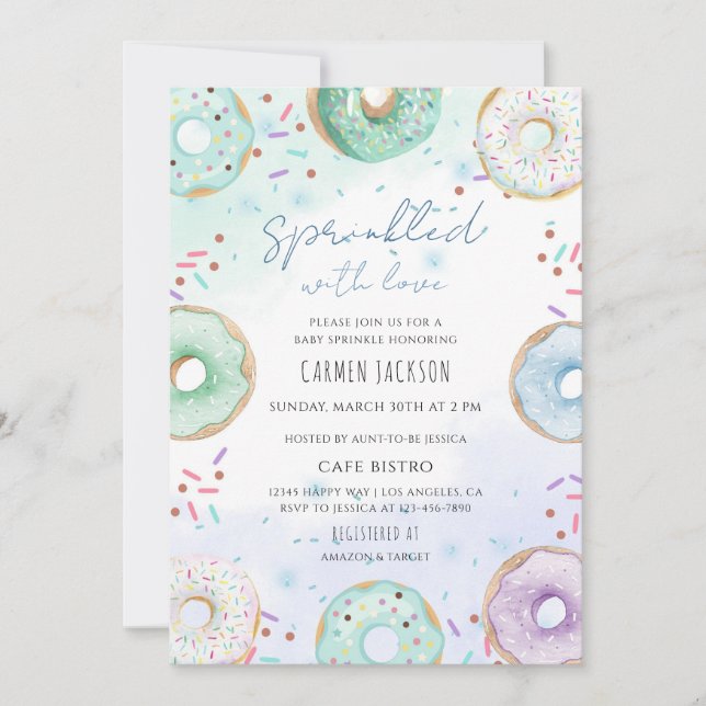 Colourful Doughnut Baby Sprinkle Invitation (Front)