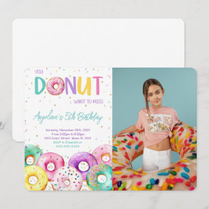 Colourful Doughnut Birthday Party Photo Invitation