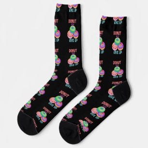 Colourful Doughnut ever Give Up Motivational Quote Socks