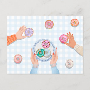 Colourful Doughnut Party Postcard