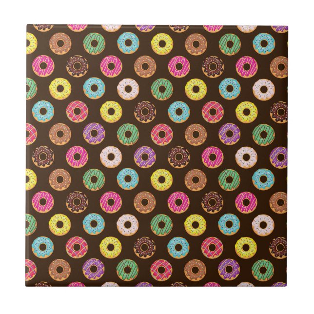 Colourful Doughnut Pattern In Chocolate Tile (Front)