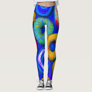 Colourful Doughnuts Blue Leggings