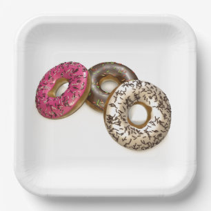Colourful Doughnuts Doughnuts 3D Effect Paper Plat Paper Plate