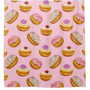 Colourful Doughnuts: Hand Drawn Watercolor Shower Curtain