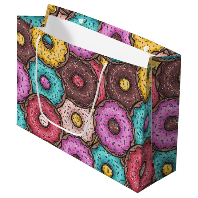 Colourful Doughnuts Large Gift Bag (Front Angled)