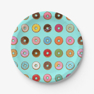 Colourful Doughnuts Paper Plate