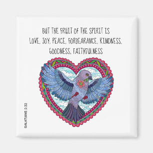 Colourful Dove w Verse about peace (Galatians 5:22 Magnet