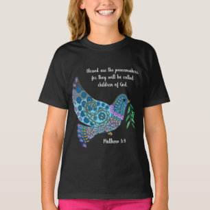 Colourful Dove w Verse about peace (Matthew 5:9) T-Shirt