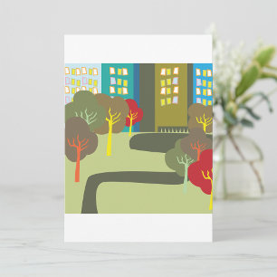 Colourful Downtown Park Scene Invitation