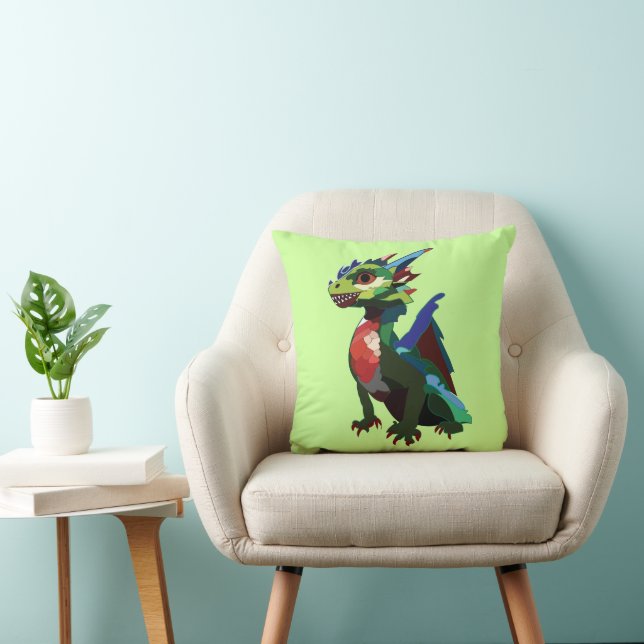Colourful Dragon Art Cushion (Chair)