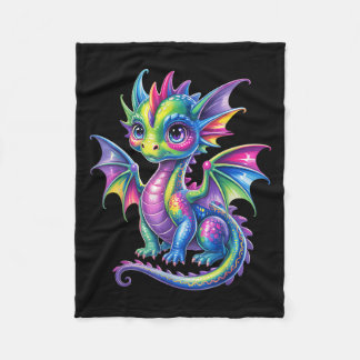 Colourful Dragon Baby Cute Pretty Birthday Dragon  Fleece Blanket