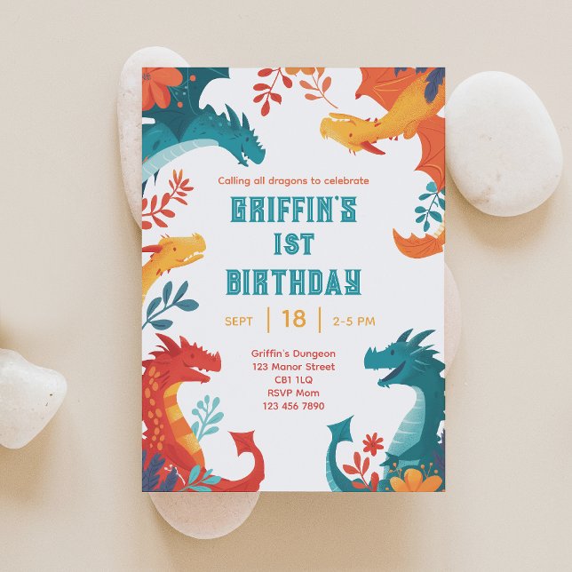 Colourful Dragon Birthday Invitation (Creator Uploaded)