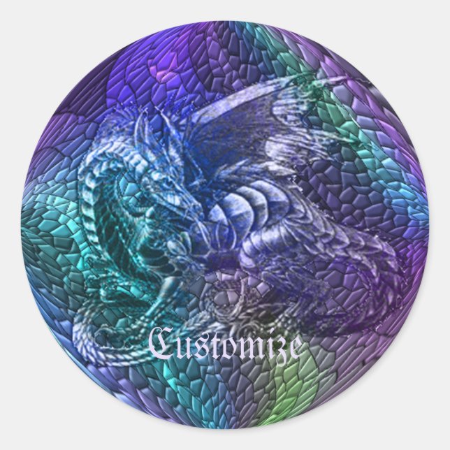 Colourful Dragon Fantasy Orb Stickers (Front)