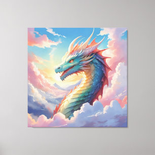 Colourful dragon in the sky canvas print