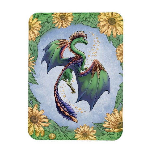 Colourful Dragon of Summer Nature Fantasy Art Magnet (Vertical)