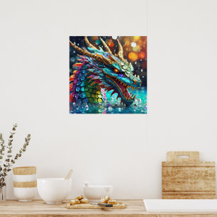 Colourful Dragon Poster Print