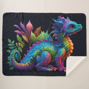 Colourful Dragon Sherpa Blanket