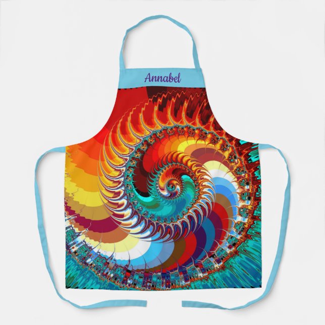 Colourful Dragon Spiral Personalised Apron (Front)