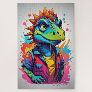 Colourful Dragon with Paint Splatter Jigsaw Puzzle