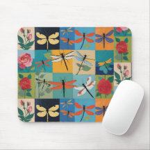 Colourful Dragonflies And Roses Patchwork