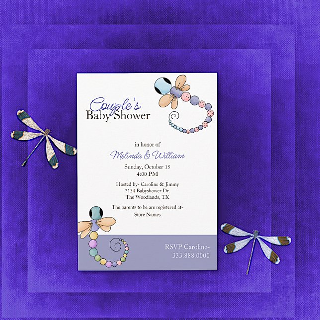 Colourful Dragonflies Baby Shower Invitation (Creator Uploaded)