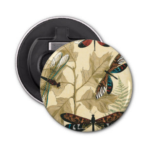 Colourful Dragonflies Floating Above Leaves Bottle Opener