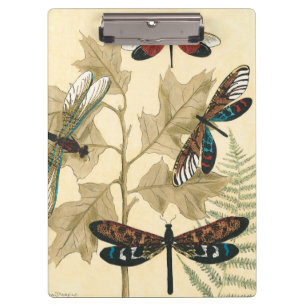 Colourful Dragonflies Floating Above Leaves Clipboard
