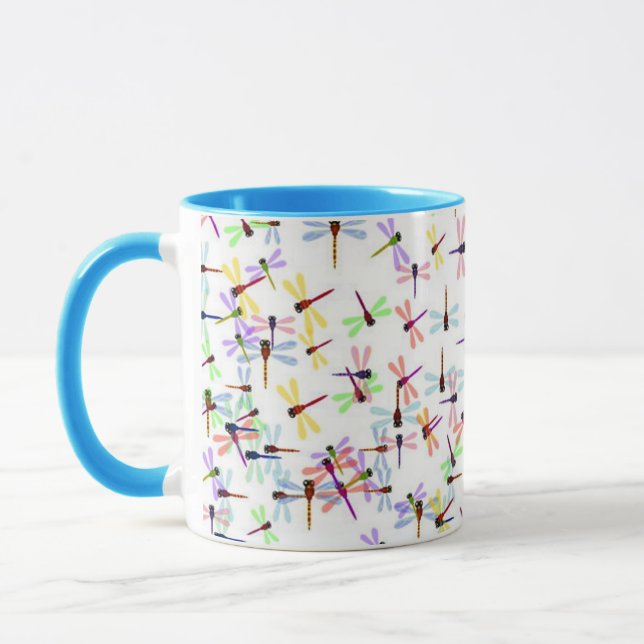 colourful dragonflies mug (Left)