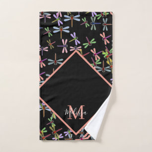 Colourful dragonflies personalised   bath towel set