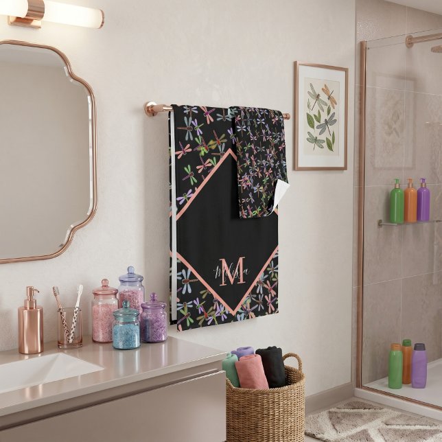 Colourful dragonflies personalised   bath towel set (Creator Uploaded)