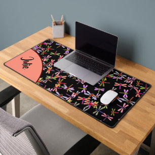 colourful dragonflies personalised desk mat