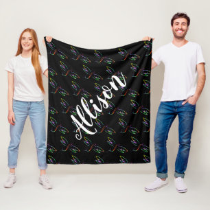 Colourful dragonflies personalised fleece blanket