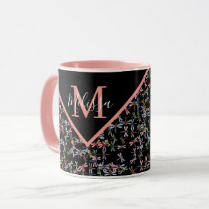Colourful dragonflies personalised   mug