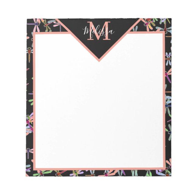 Colourful dragonflies personalised   notepad (Front)