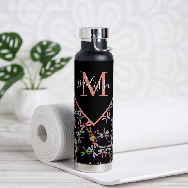 Colourful dragonflies personalised   water bottle (Yoga)