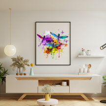Colourful Dragonflies Poster