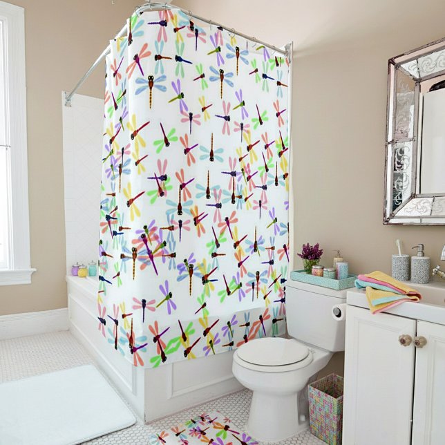 Colourful dragonflies shower curtain (Creator Uploaded)