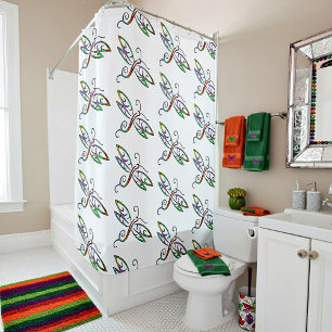 Colourful dragonflies shower curtain