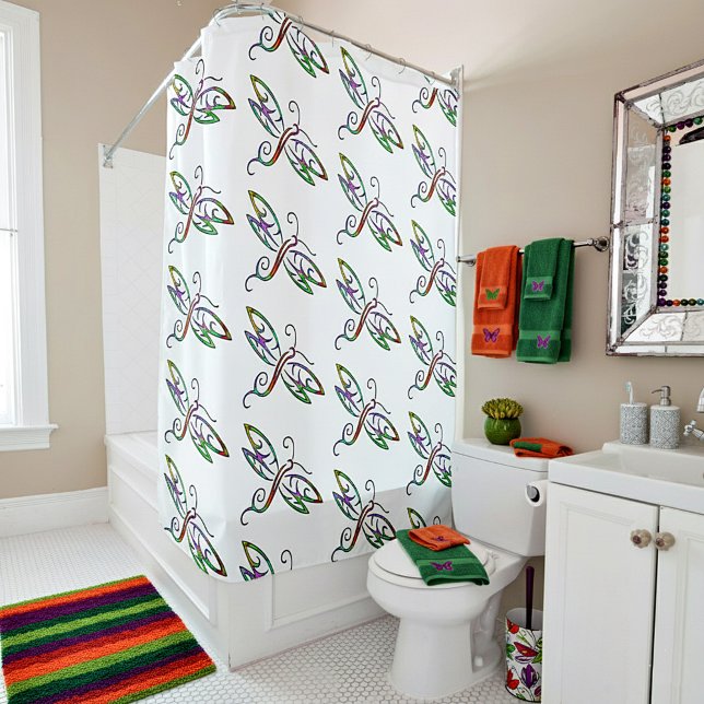 Colourful dragonflies shower curtain (Creator Uploaded)