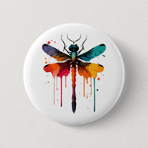 colourful Dragonfly 6 Cm Round Badge