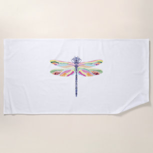 Colourful dragonfly beach towel