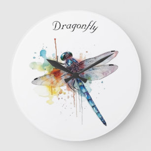Colourful Dragonfly customisable Large Clock