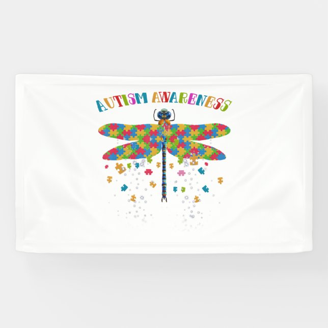 Colourful Dragonfly For Autism Awareness Day Banner (Horizontal)