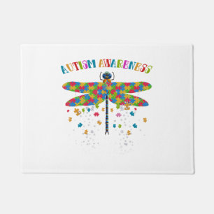Colourful Dragonfly For Autism Awareness Day Doormat