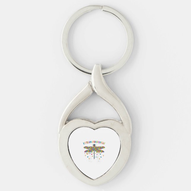 Colourful Dragonfly For Autism Awareness Day Key Ring (Front)