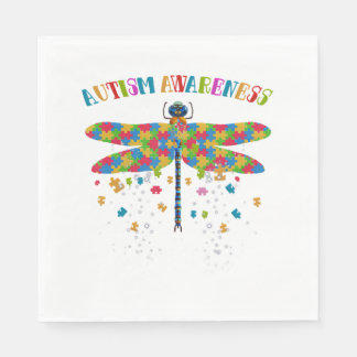 Colourful Dragonfly For Autism Awareness Day Napkin